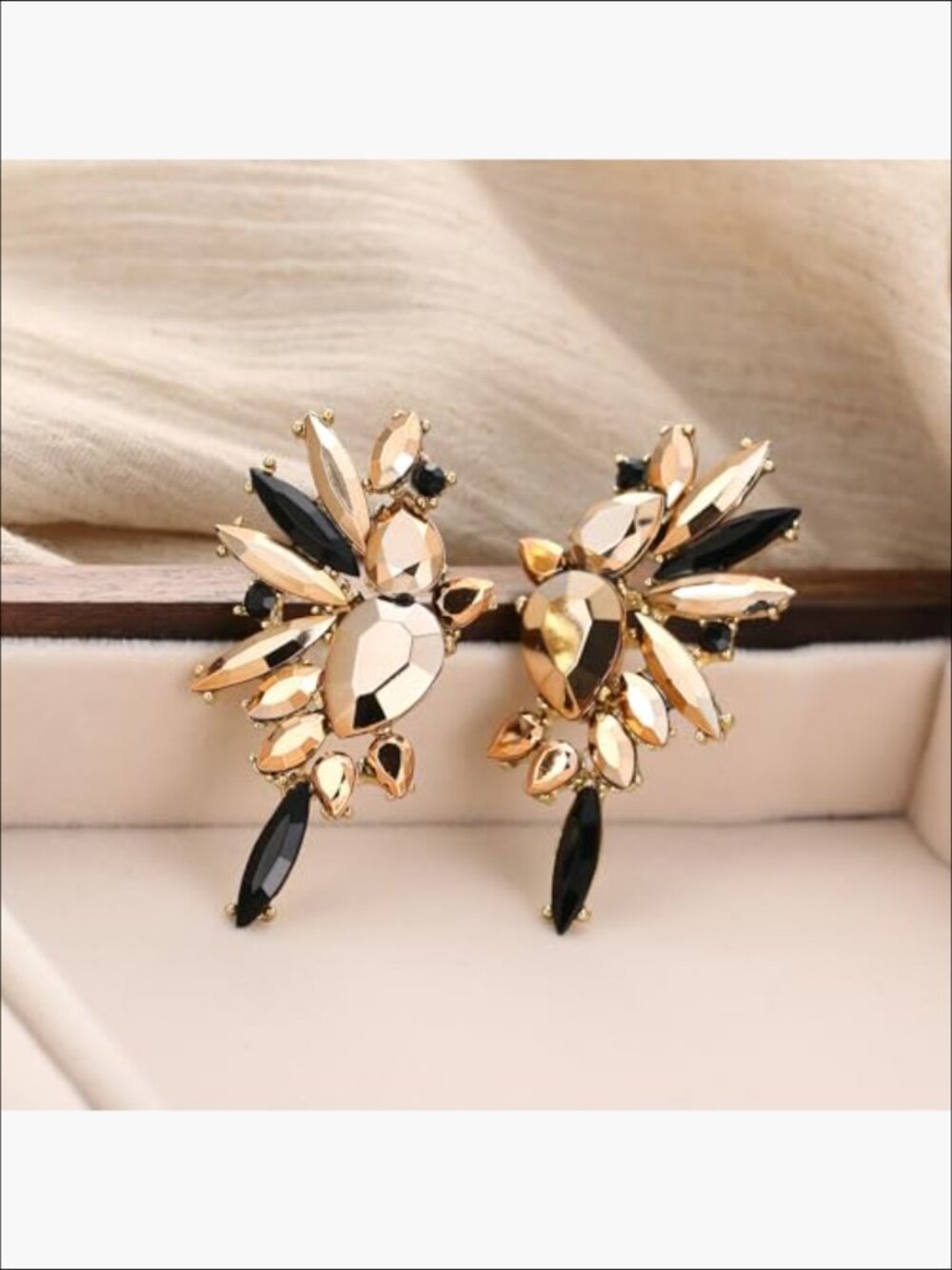 Vintage Rhinestone Statement Drop Dangle Crystal Earrings, Bling Cluster - Picture 4 of 7